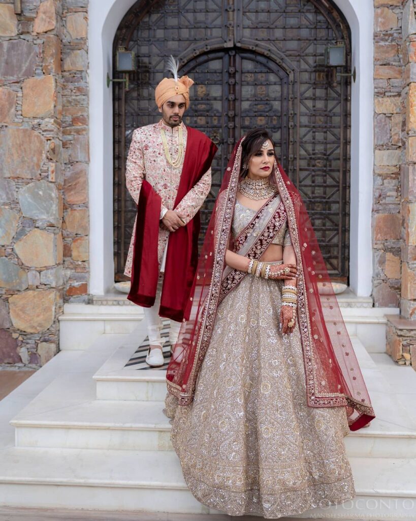 Red and golden lehenga for bride sale