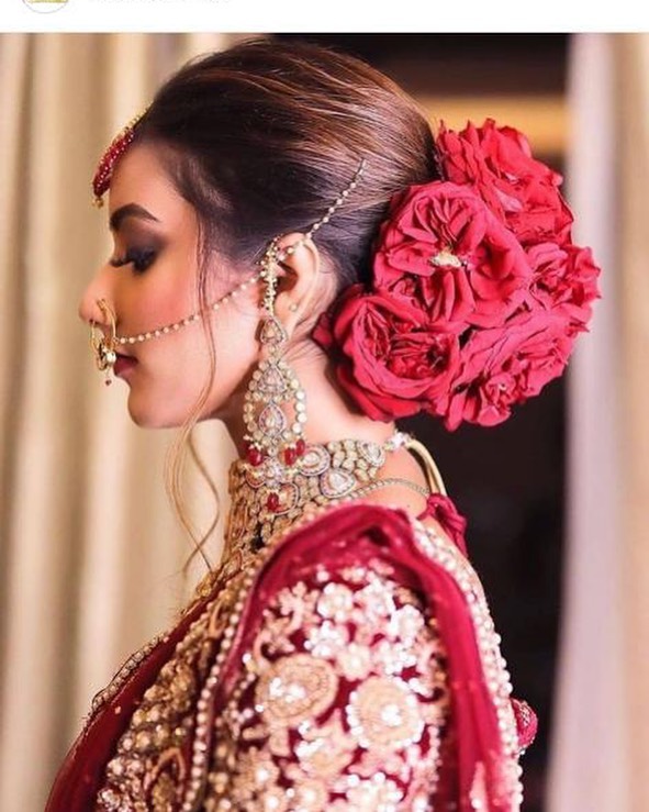 Bridal Bun With Roses