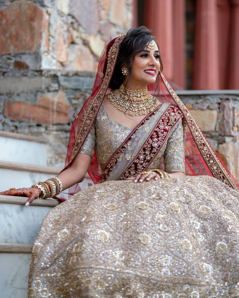 Burgundy & Brick Red Ombre Bridal Lehenga Set Design by Dolly J at Pernia's  Pop Up Shop 2023