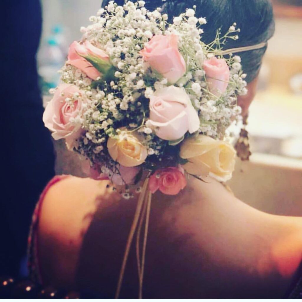 Bridal Bun Hairstyle With Roses