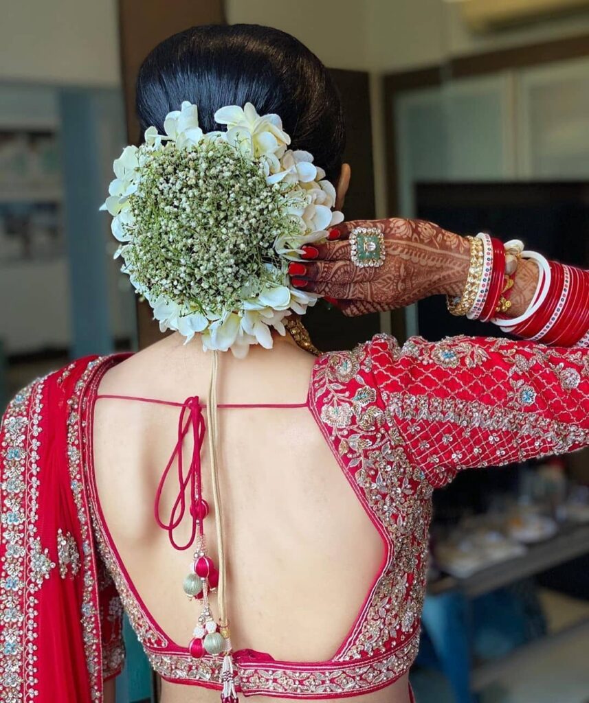 Bridal Bun With Mogra Flowers