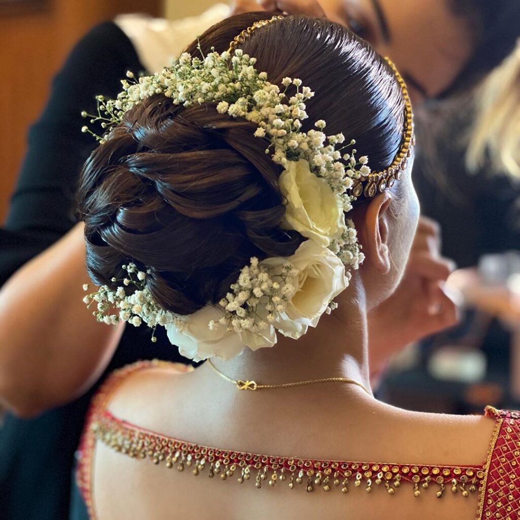 Bridal Bun With Roses Around The Bun