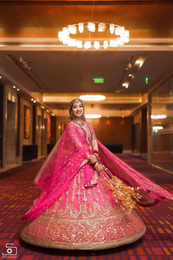 bridal lehenga light pink colour