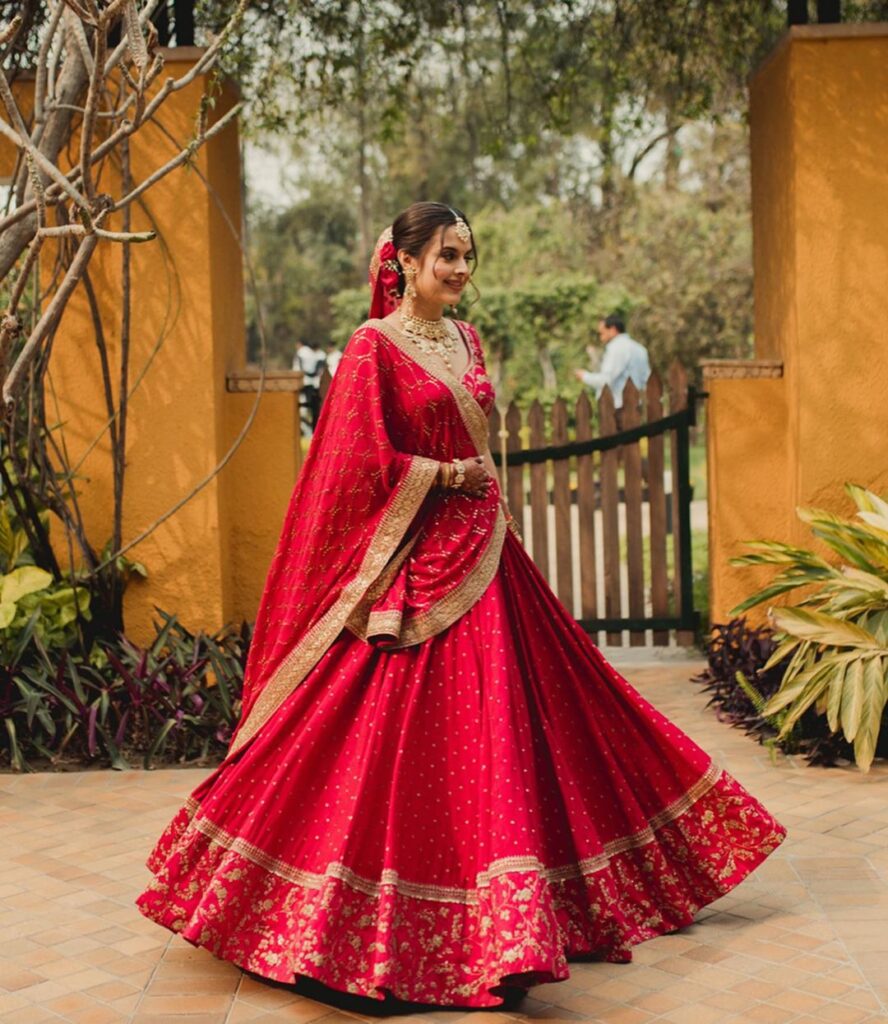 Red and sale pink bridal lehenga