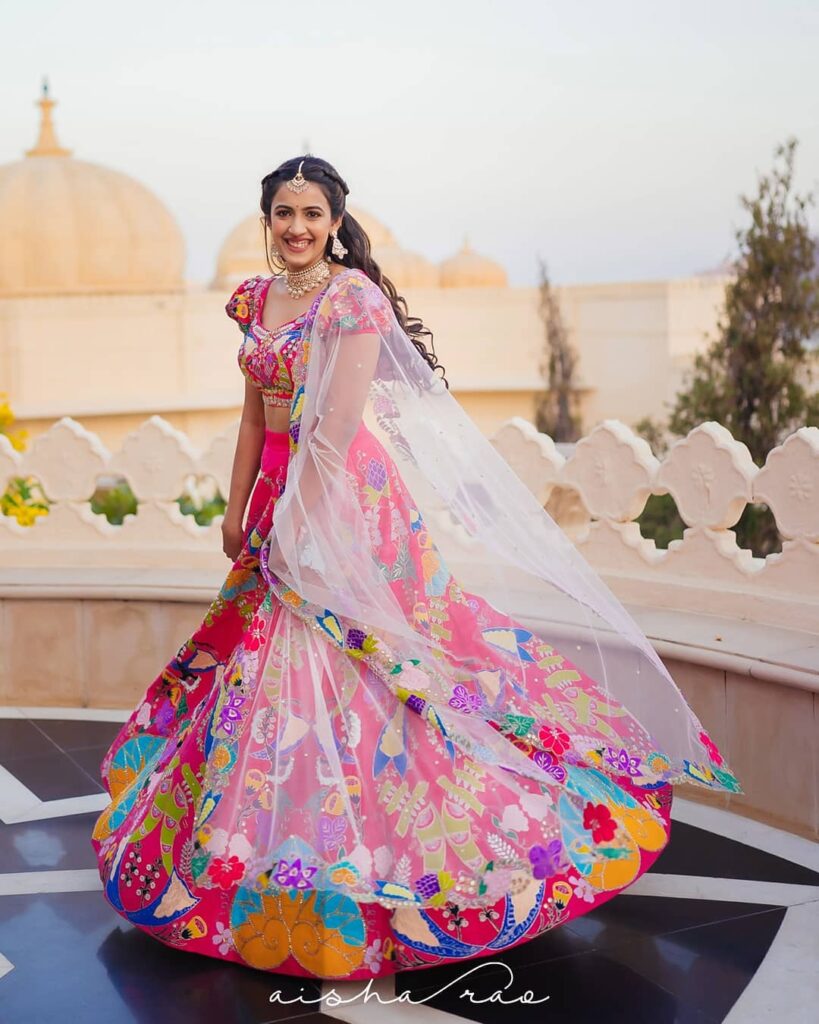 Pink Bridal Lehenga With Jewellery