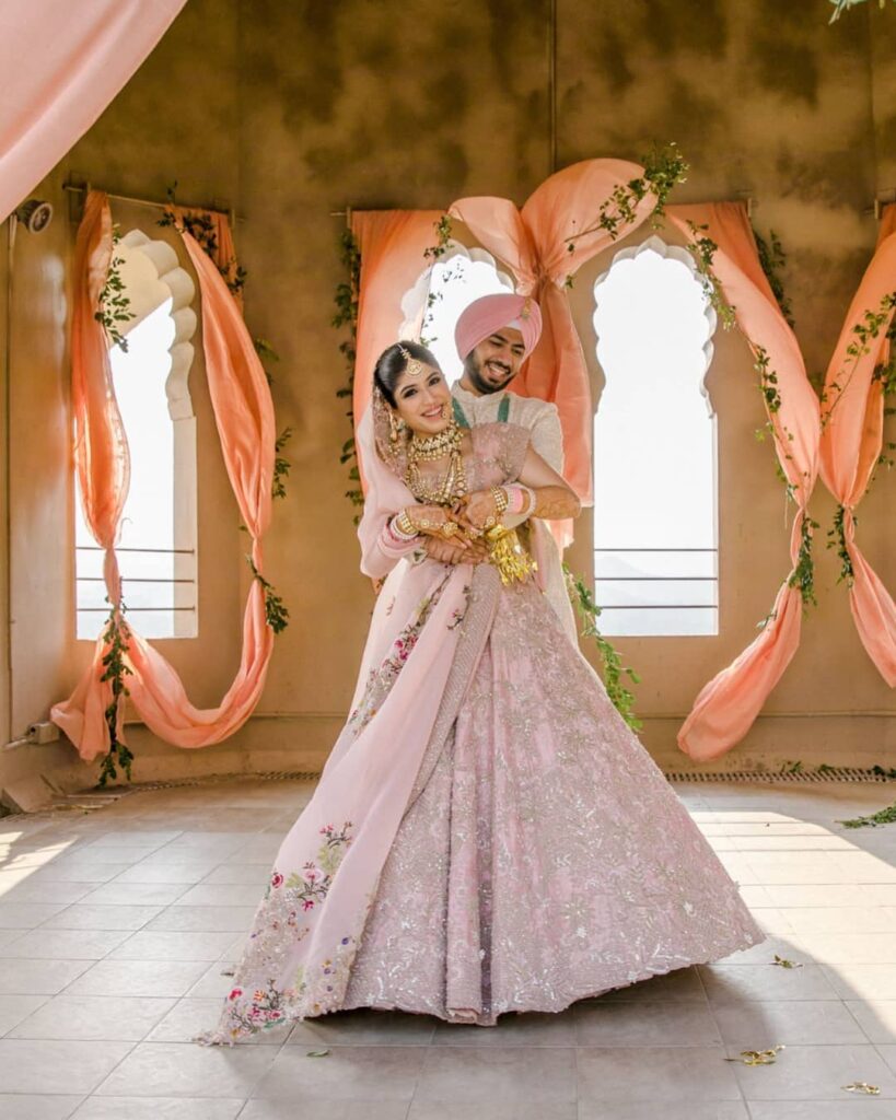 Baby pink bridal clearance lehenga