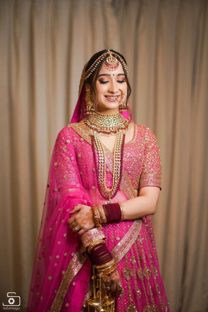 Photo of Happy pastel bride contrasting jewellery | Bride, Bridal looks,  Best bridal makeup