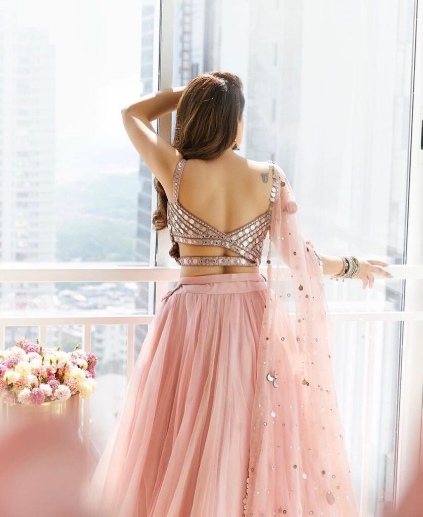 Pink lehenga for bridesmaid