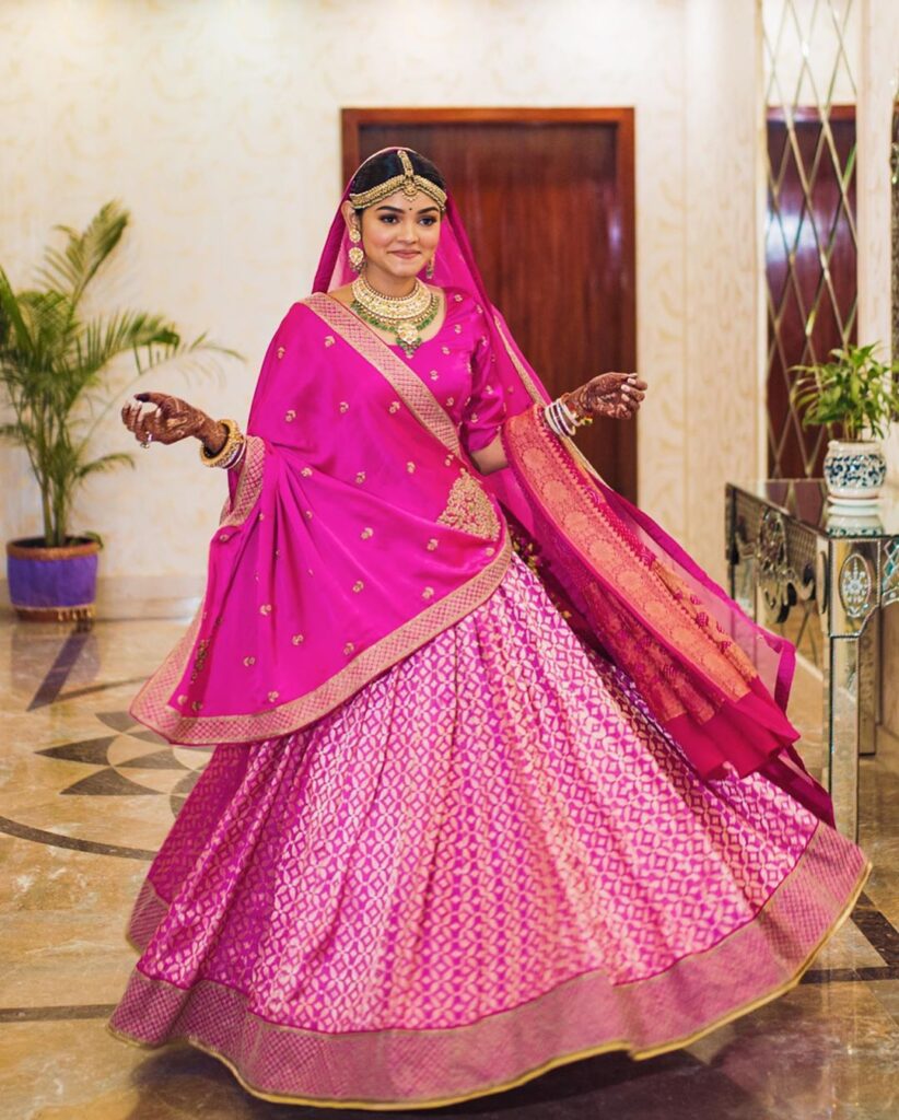 Pink Embroidered Resham work Lehenga Choli Online |Pink Lehenga Choli|  lovelyweddingmall.com