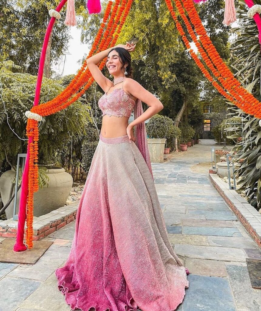 Pink Ombre Lehenga Combination