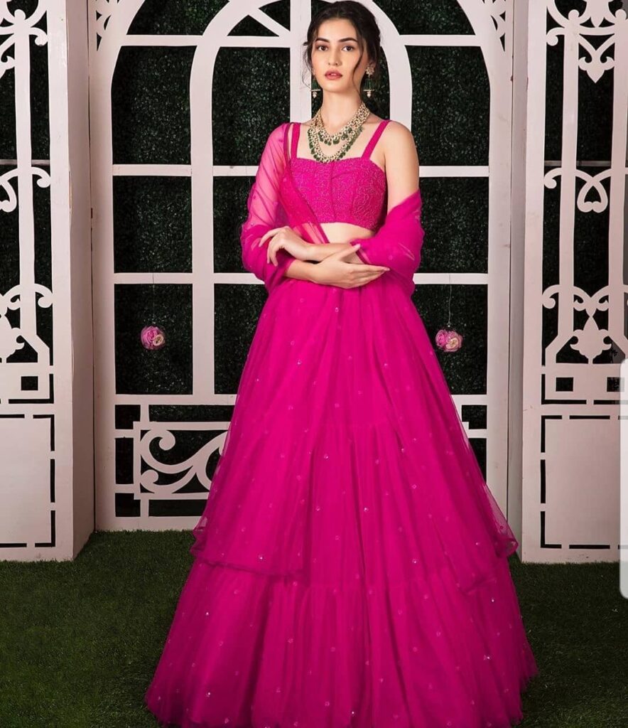 Simple Pink Bridal Lehenga 