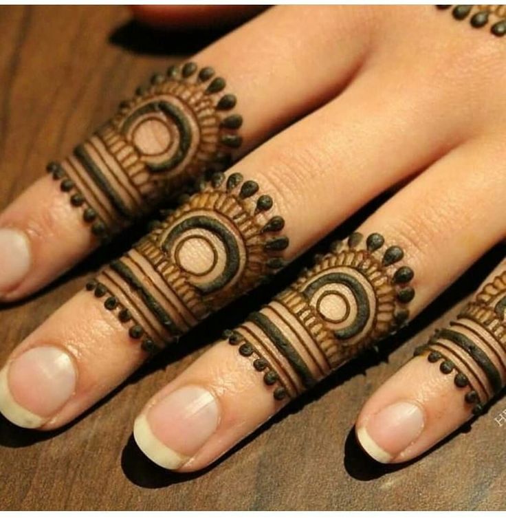 Easy Royal Finger Mehndi Design for Front, Back