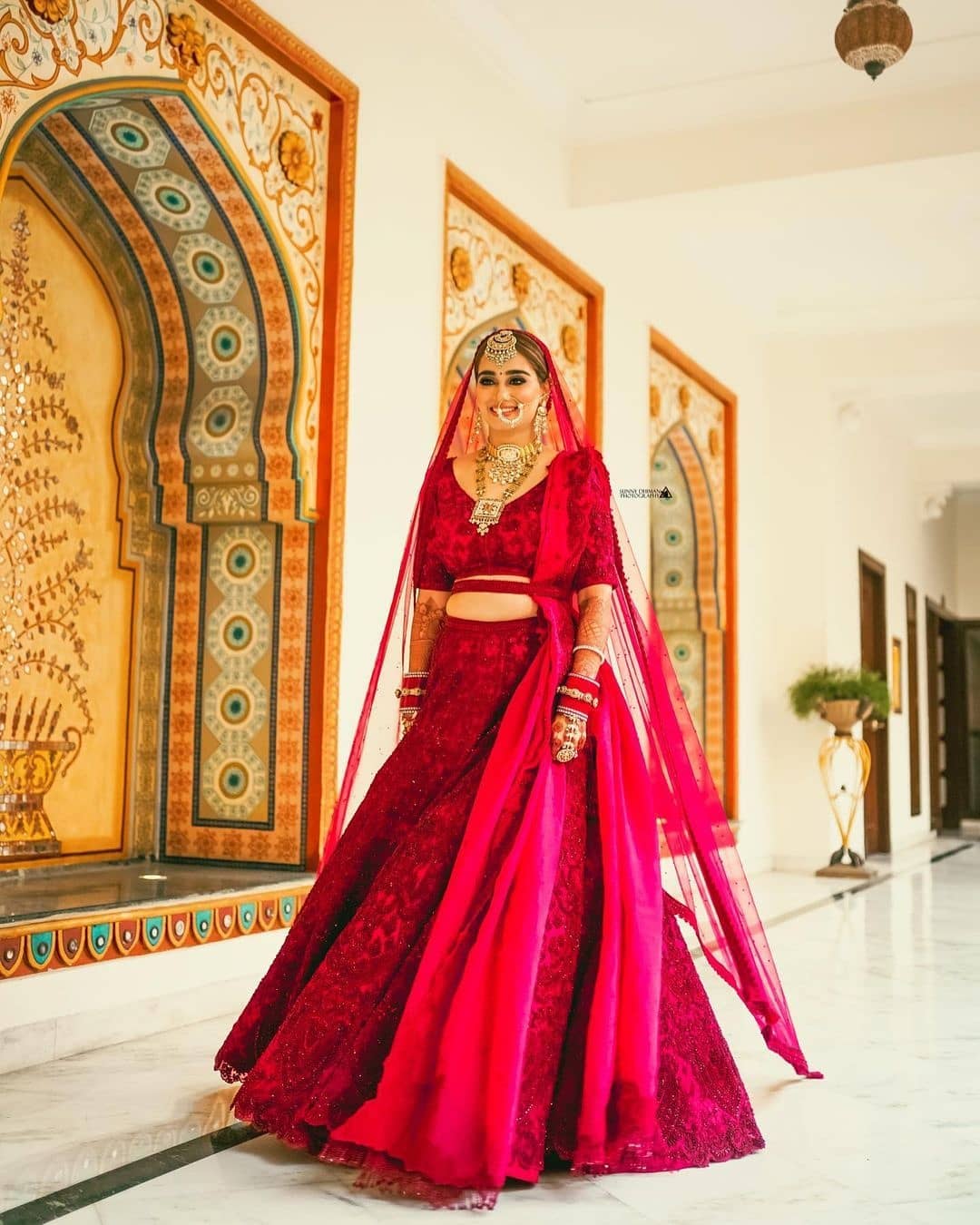 All Red Lehenga