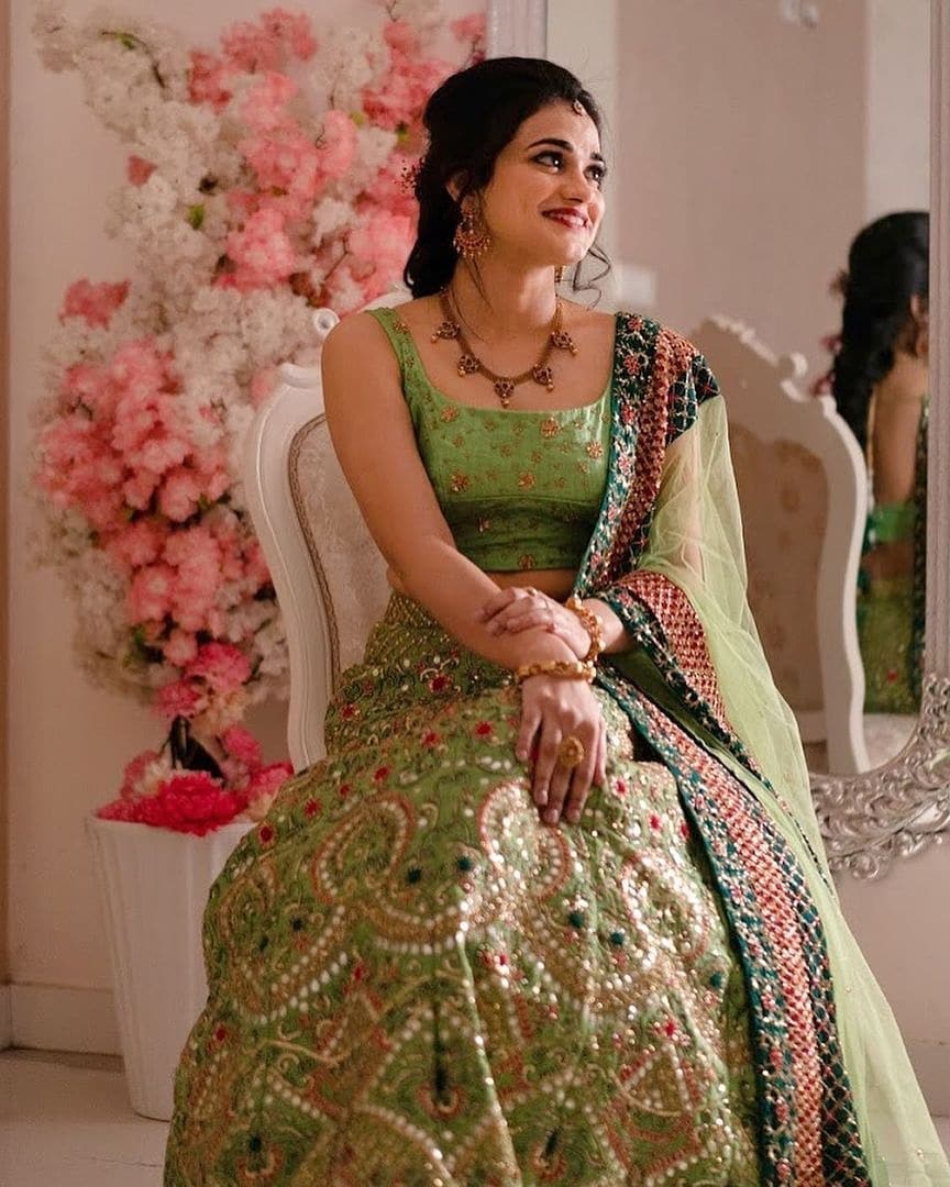 Parrot Green Lehenga