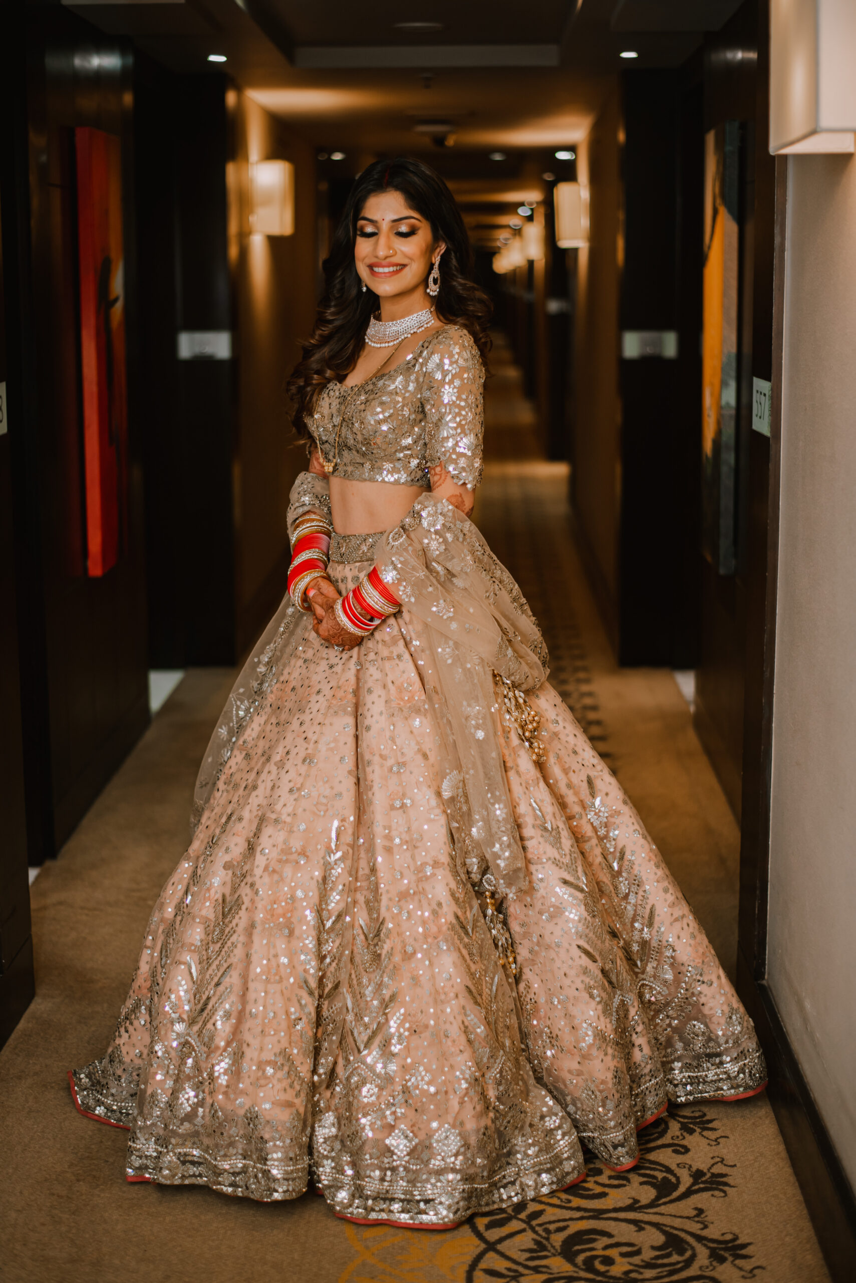 draping of lehenga dupatta