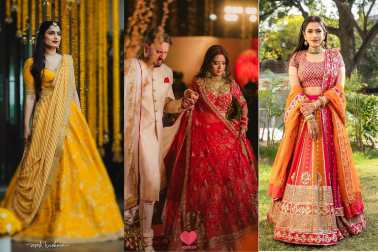 different styles of dupatta on lehenga