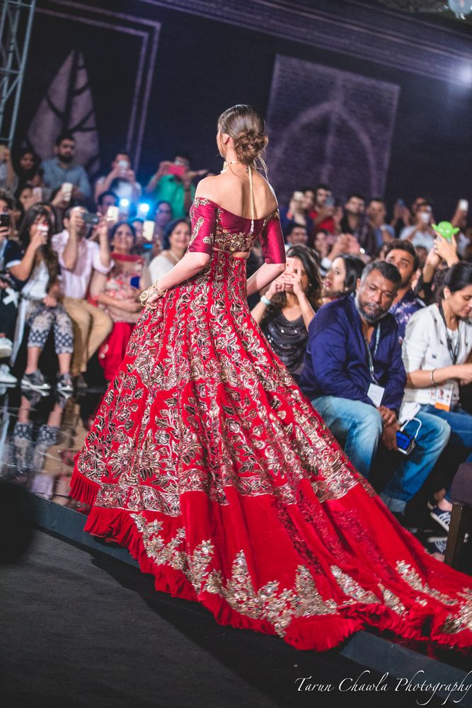 Deepika Padukone Red Manish Malhotra Lehenga