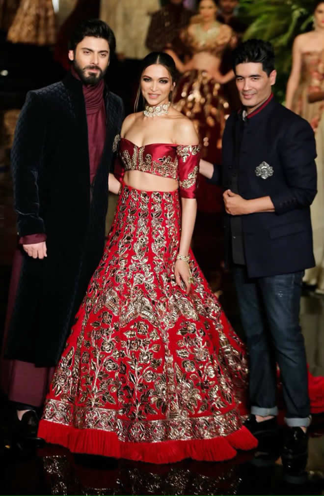 Deepika Padukone Red Manish Malhotra Lehenga