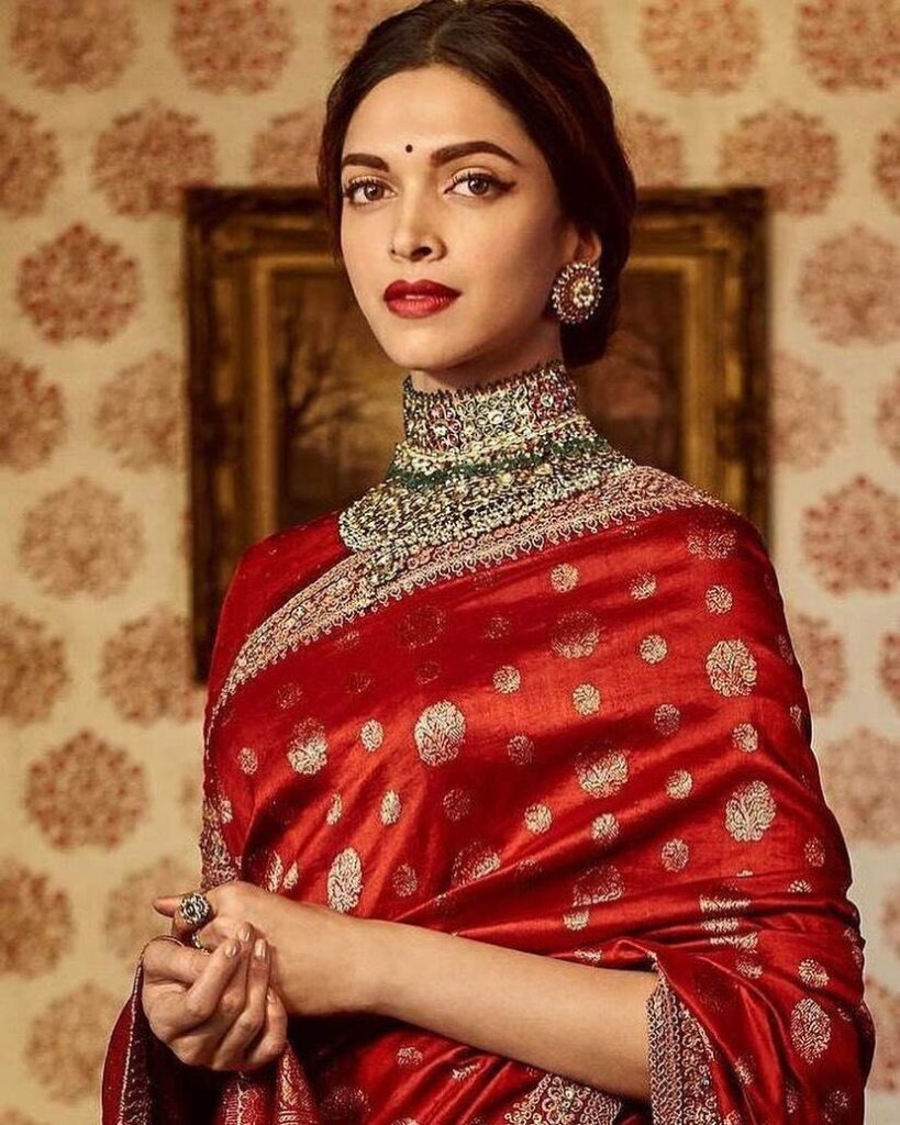 Deepika Padukone Red Sabyasachi Saree