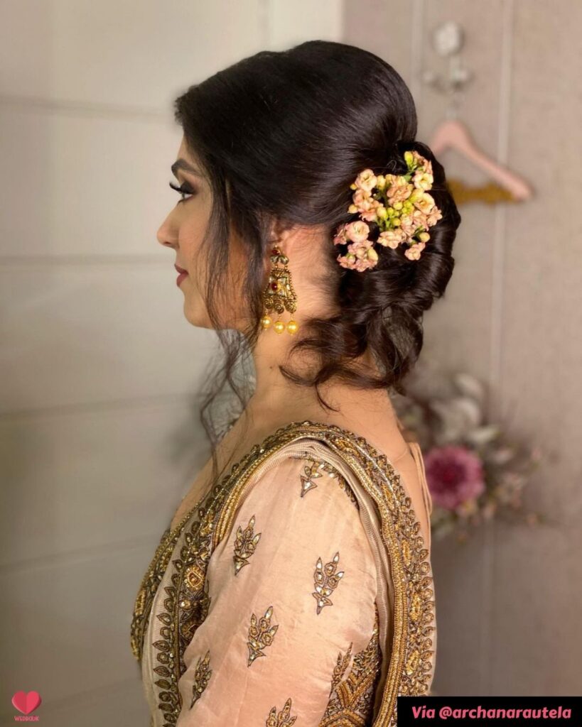 Bridal Bun Hairstyle For Sangeet