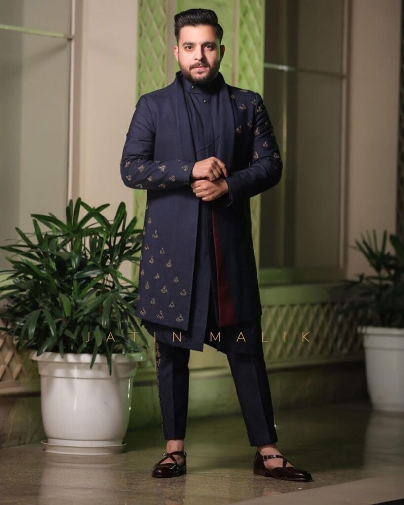 Blue Sherwani for engagement for men