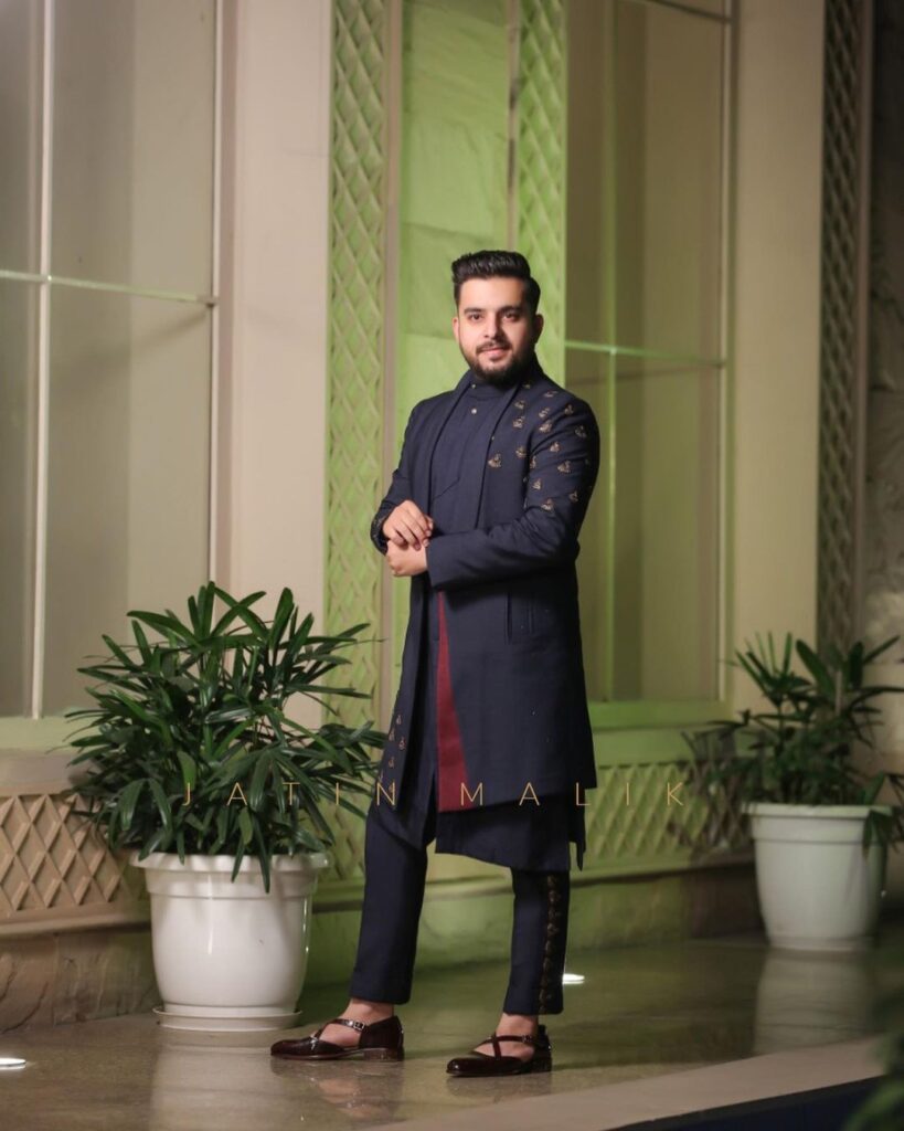 Blue Sherwani for engagement for men