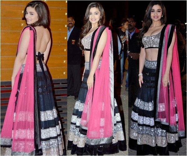 Alia Bhatt Black Manish Malhotra Lehenga