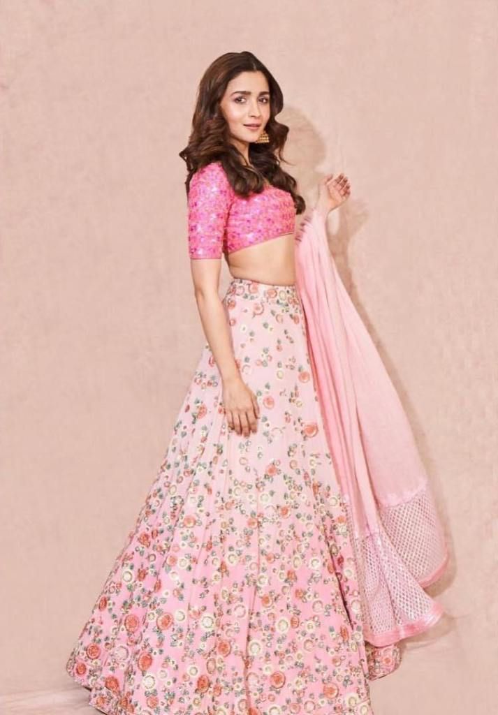 Alia Bhatt Pink Lehenga Manish Malhotra 