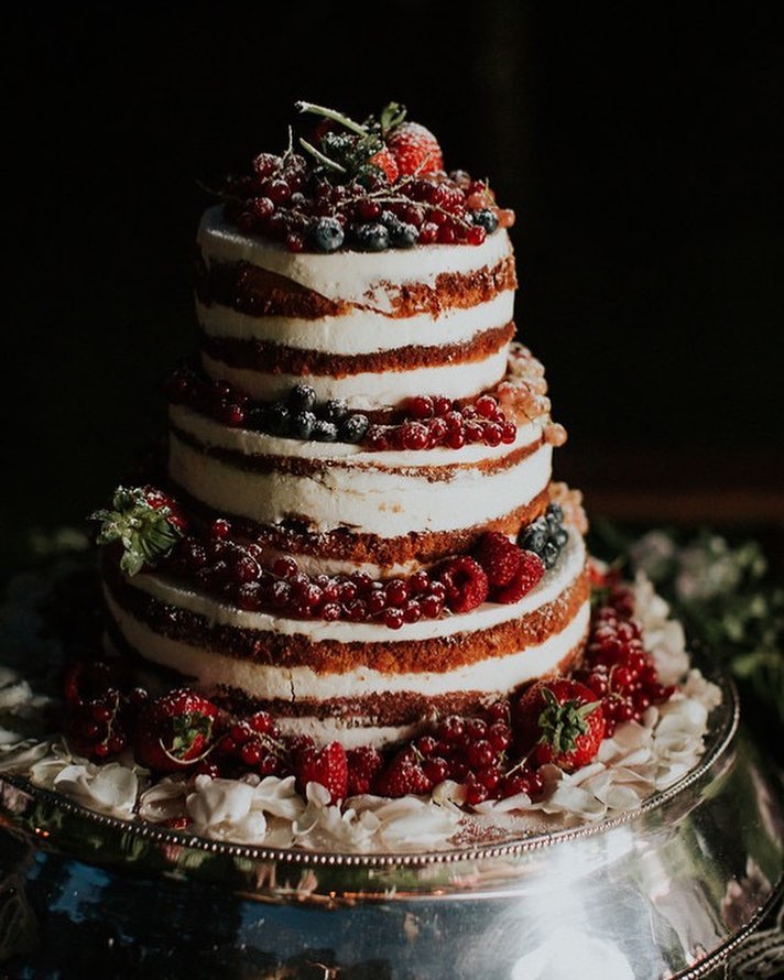 Naked Wedding Cake With Flowers