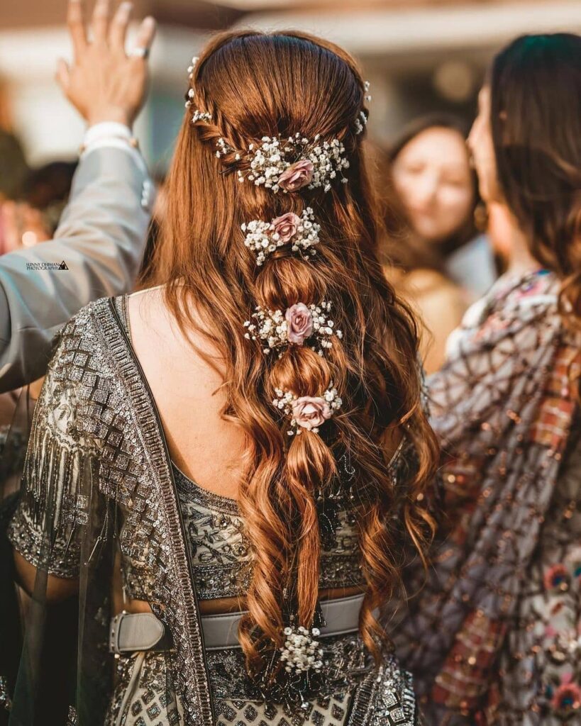 Indian Bridal Braid Hairstyle With Flowers