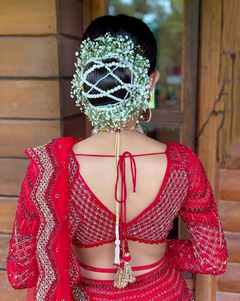 Indian Bridal Bun With Flowers