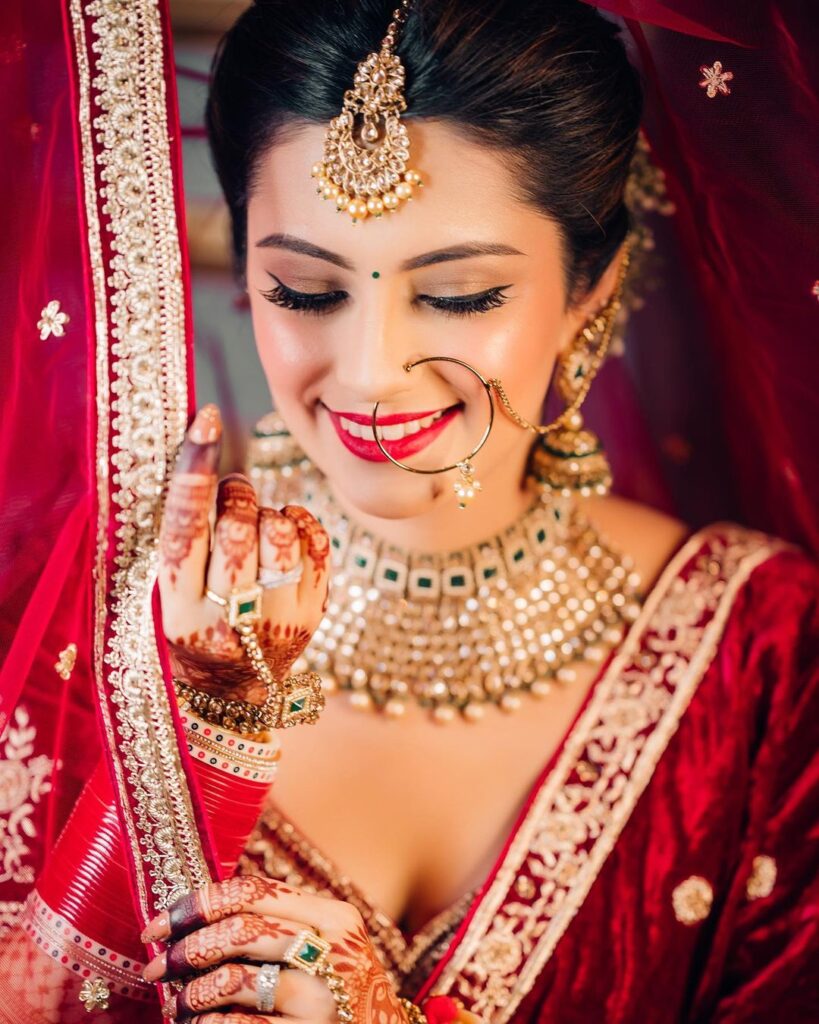 Indian Bridal Makeup With Red Lips