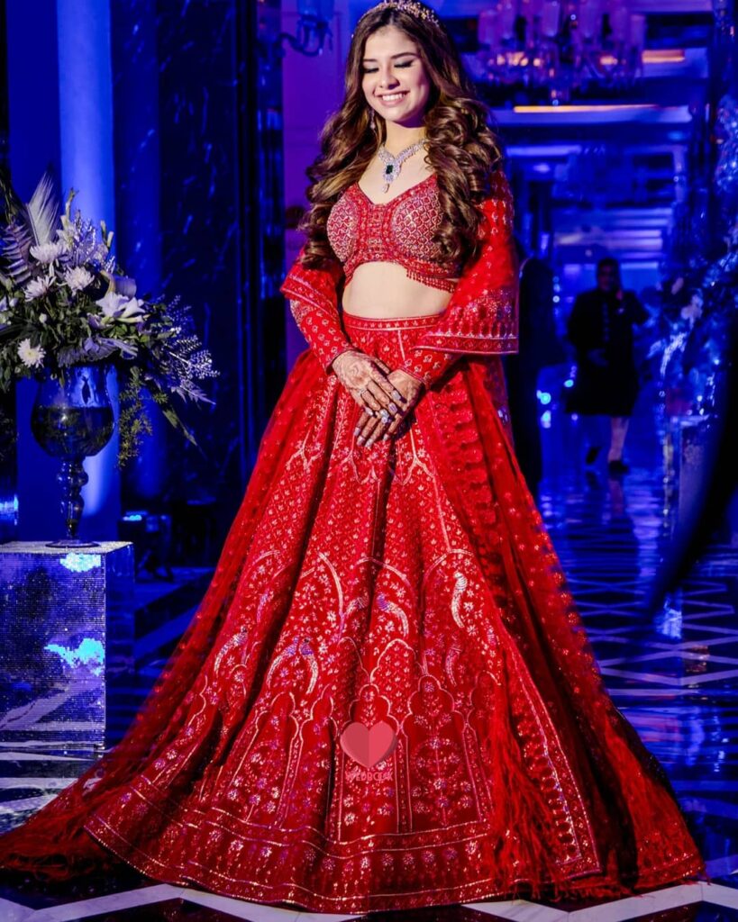 Falguni Shane Peacock Red Lehenga