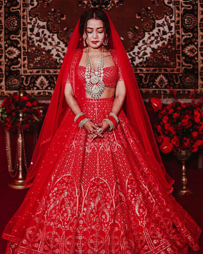 Neha Kakkar Red Wedding Lehenga