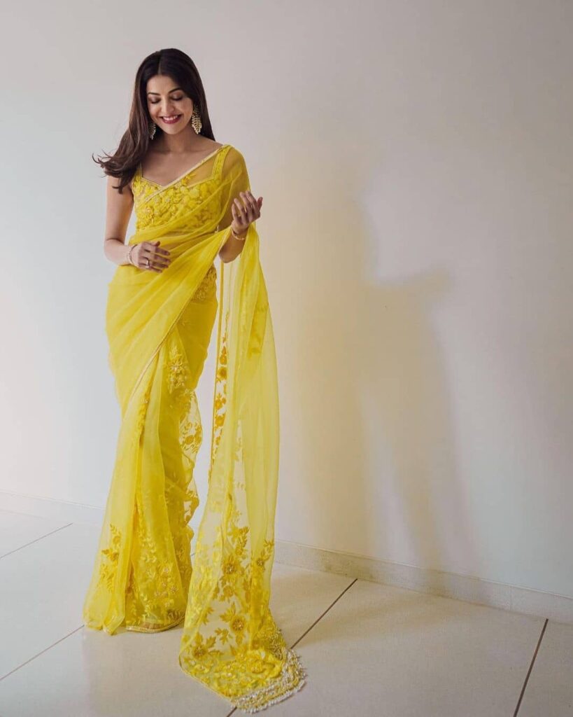 Kajal Aggarwal Yellow Saree