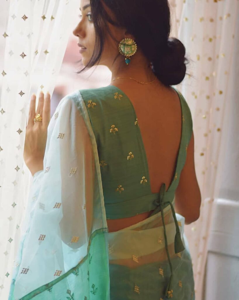 Bhagalpur Handloom Pure Linen Cotton Hand-Dyed Shibori Pattern Saree &