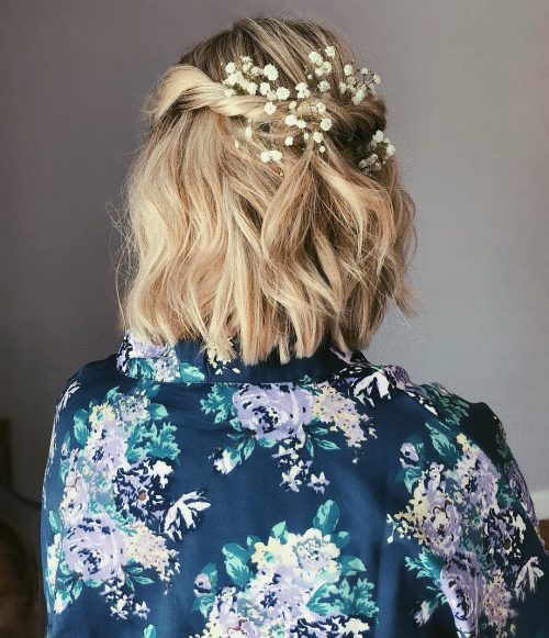 Spring Hairstyles with Flowers for Short Hair