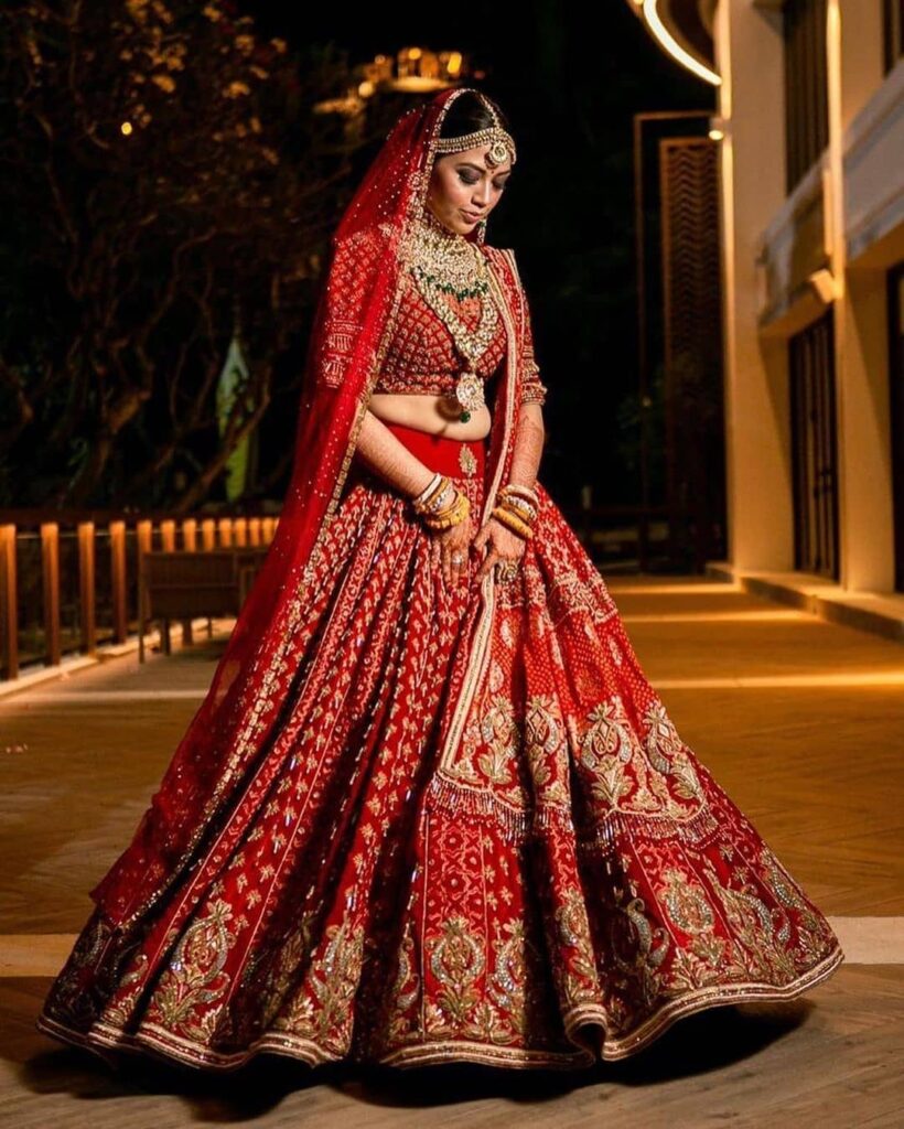 Blood red hotsell lehenga for bride