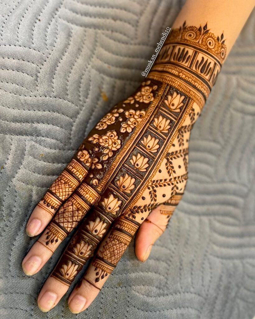 Modern Back Hand Mehndi Design