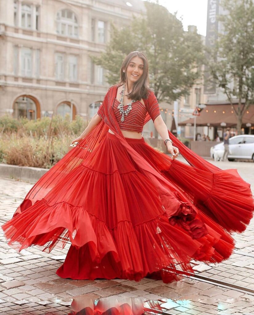 Simple Red Bridal Lehenga