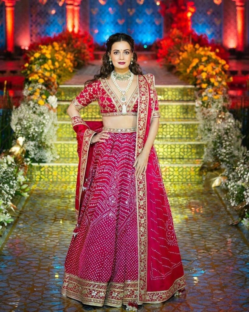 Bandhani Red Bridal Lehenga