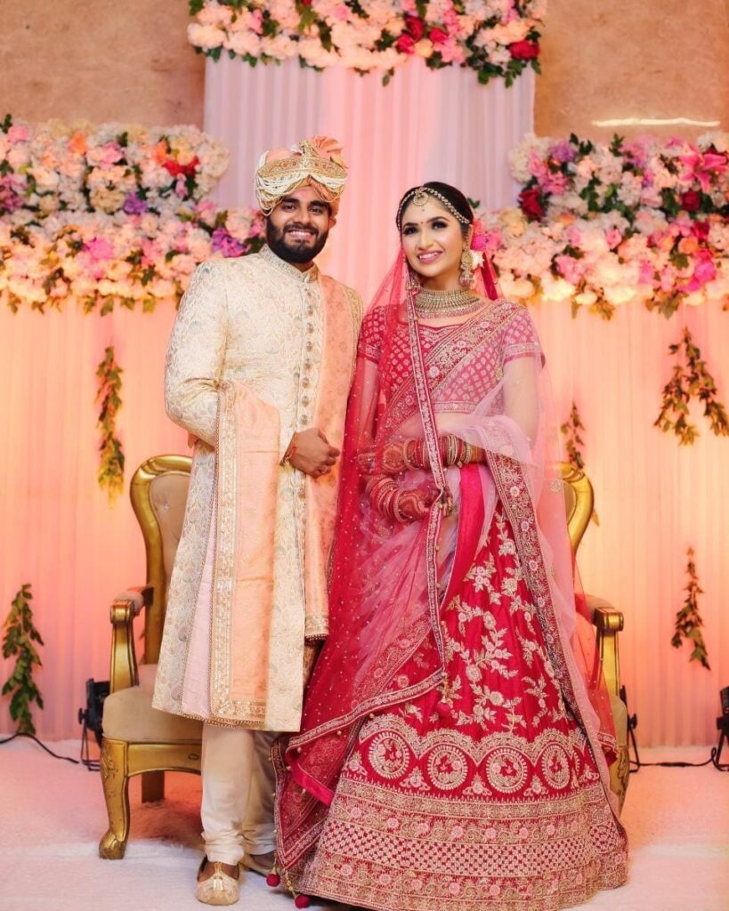 Red Bridal Lehenga With Pink Dupatta