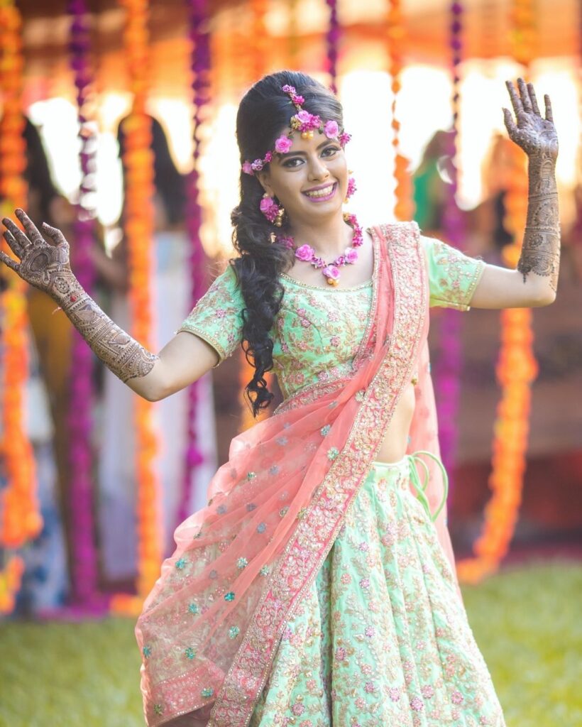 Short Mehendi Lehenga