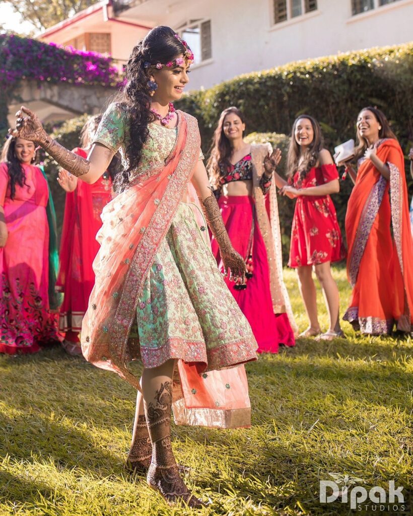 Short Mehendi Lehenga