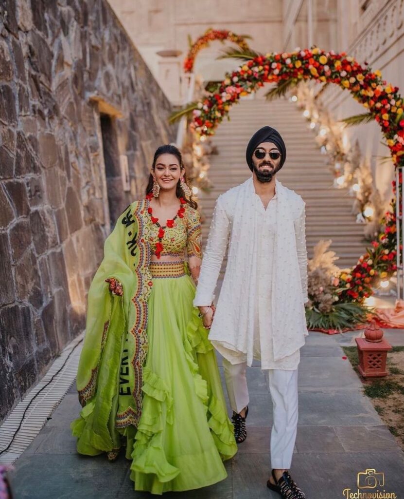 Neon Green Mehendi Outfit