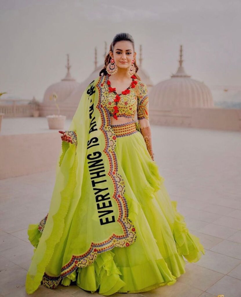 Neon Green Mehendi Outfit