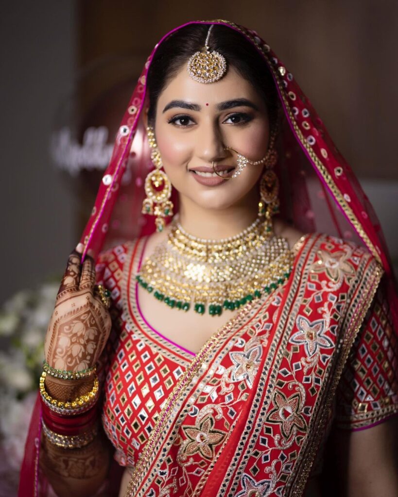 Red Bridal Lehenga With Silver Work