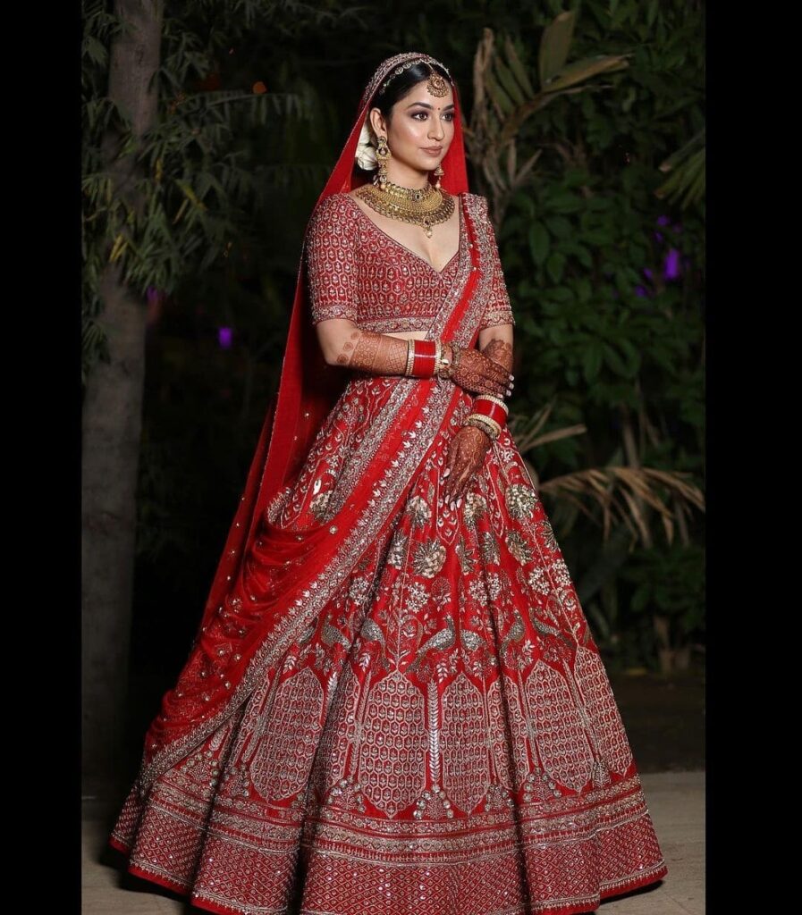 Double Dupatta Red Bridal Lehenga