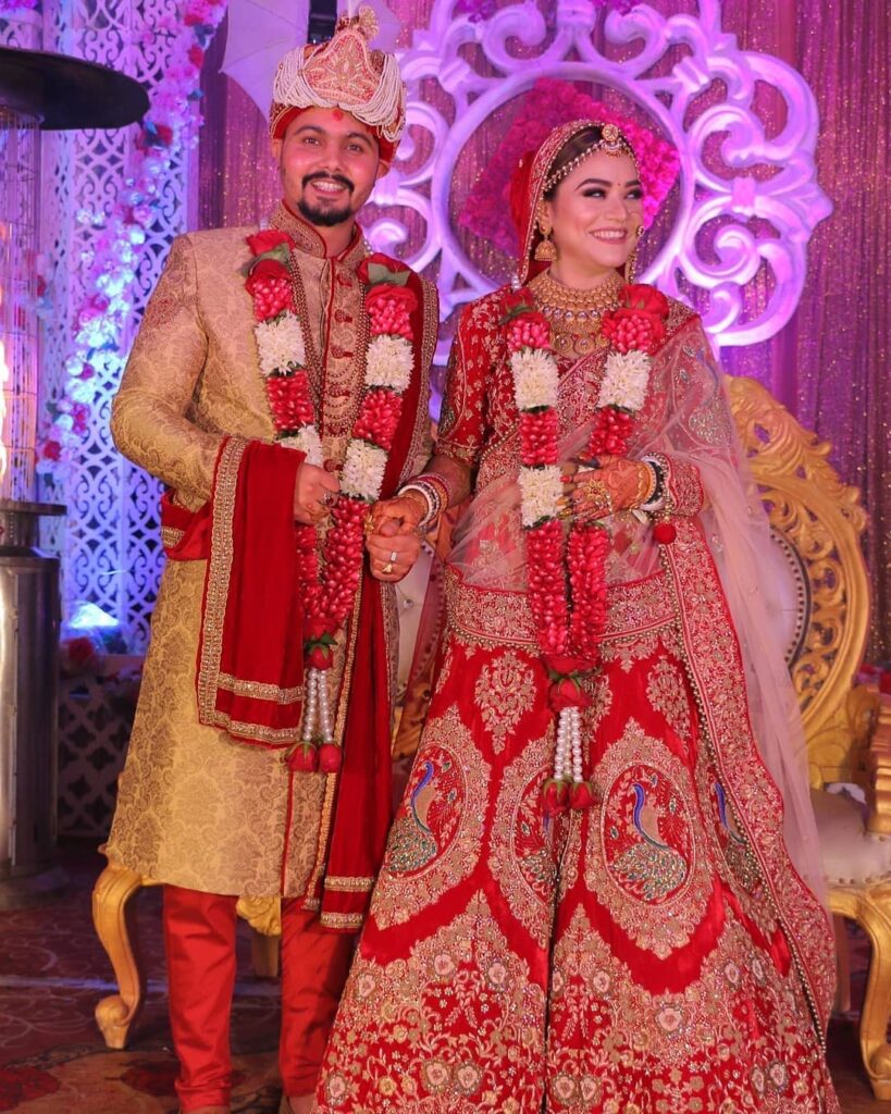 Red Bridal Lehenga With Contrast Dupatta