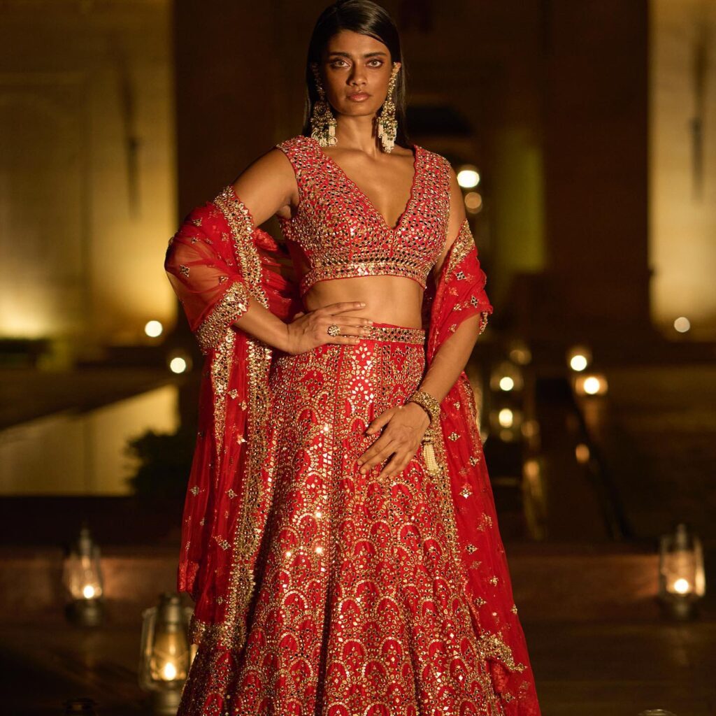 Blood Red Color Royal Red Bridal Lehenga